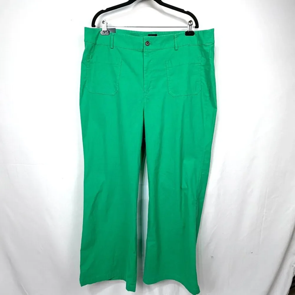 NWT J.Crew Lizzie High Rise Patch Pocket Wide Leg Pant Emerald Berry SZ 35/ 20W
